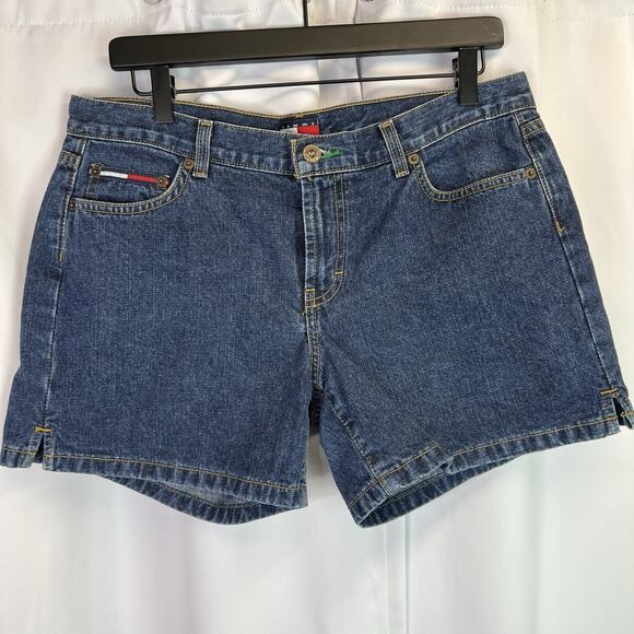 vtg Tommy Hilfiger Tommy Jeans Denim Shorts Women sz 13 Blue Dark Wash 90s Y2K - Picture 10 of 10